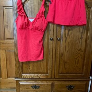 Red Ruffled Women's tankini